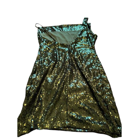 The Vintage Shop  Green Sequined One Shoulder Dress - Size L - Picture 12 of 14